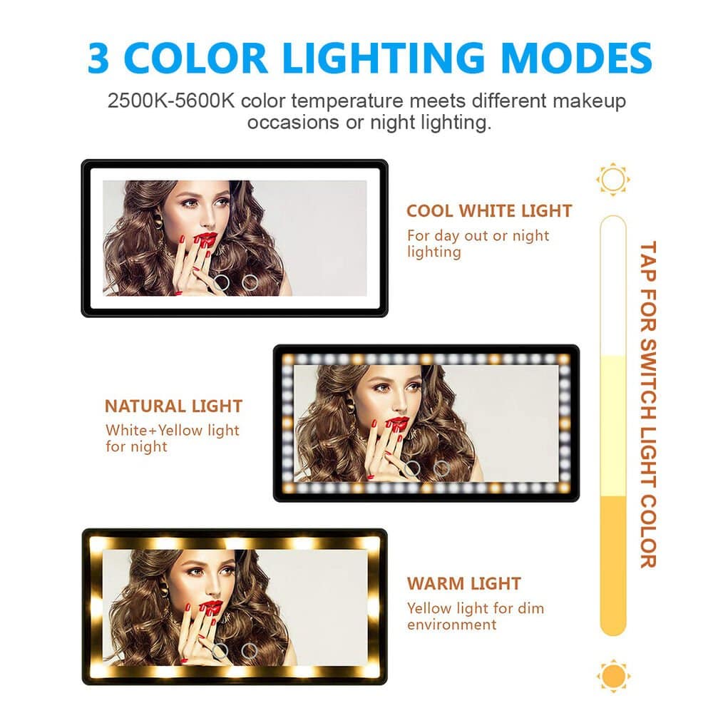 Car Visor Vanity Mirror with LED Lights - SNAPPYFINDS.COM ™