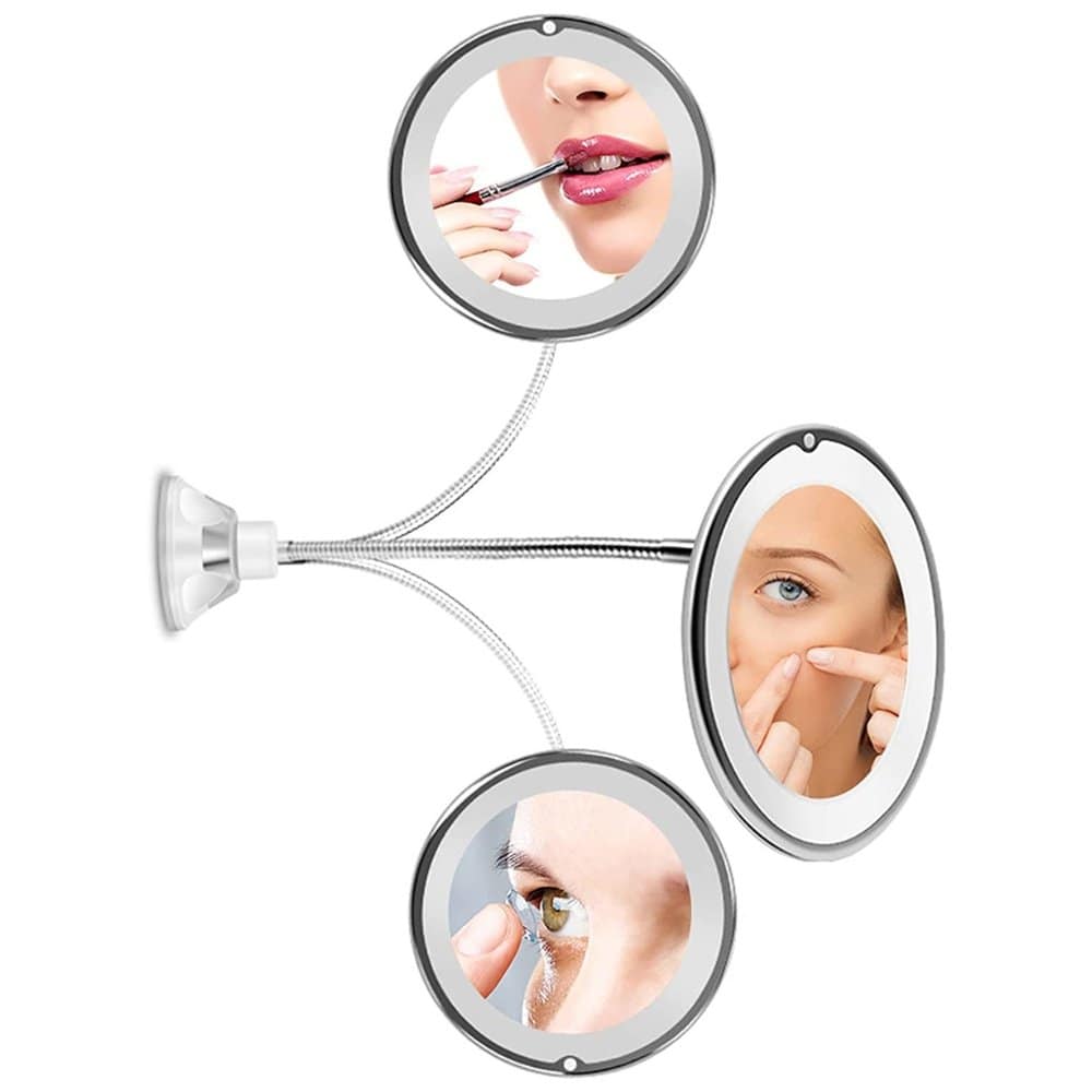 LED 10X Vanity Magnifying Mirror LED Vanity Bathroom 10x Magnifying Makeup Travel Mirror - SNAPPYFINDS.COM ™