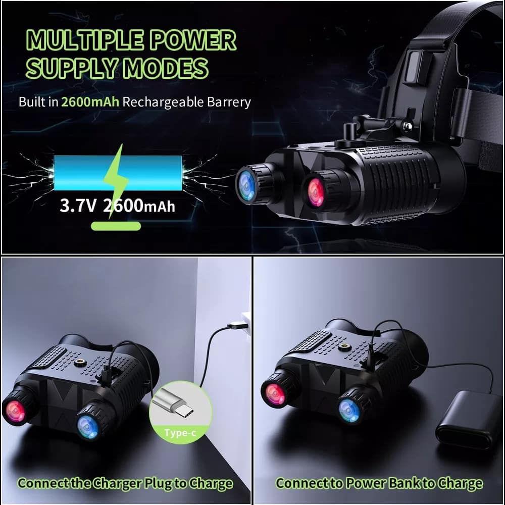Night Vision Goggles Binoculars HD Digital IR Head Mounted Rechargeable Night Vision Goggles Binoculars - HD Digital IR with Infrared Spotlight for Nighttime Observation