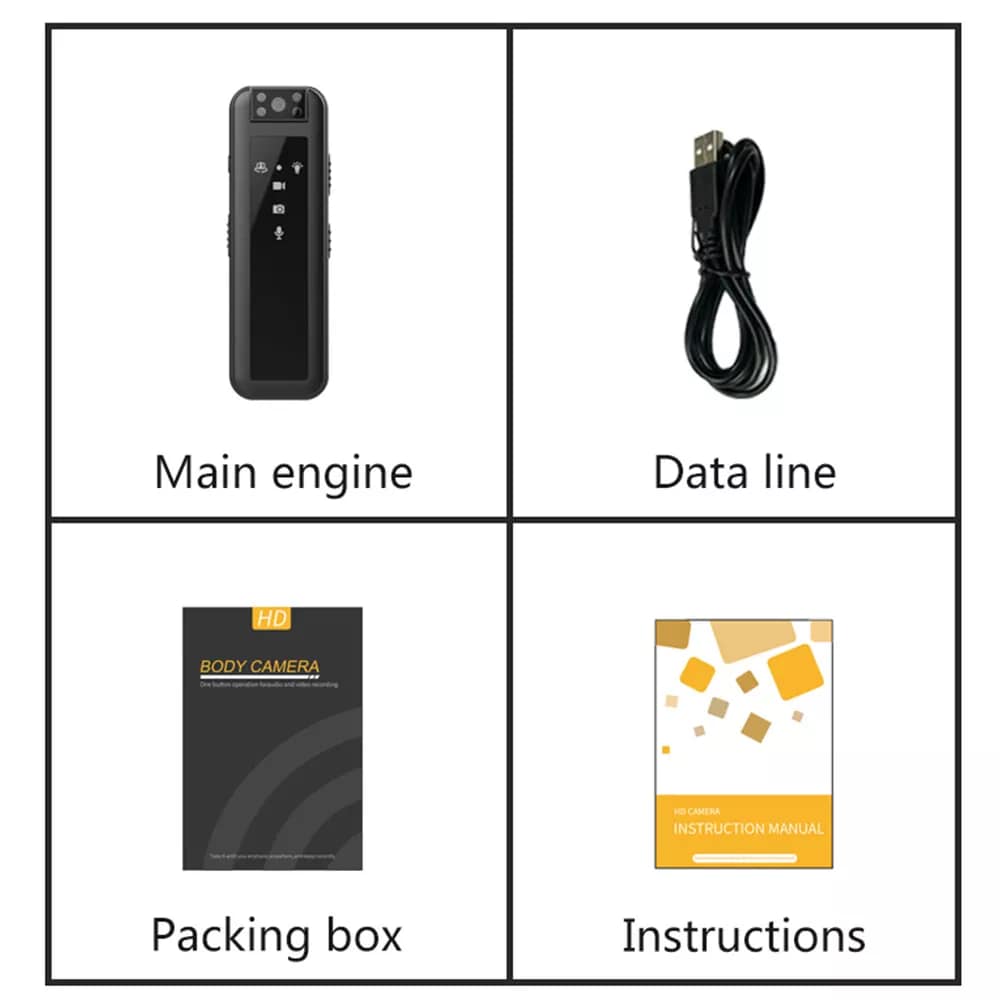 Portable Police Body Camera 1080P Pocket Video Audio Recorder Night Vision Cam Mini Body Camera with HD 1080P video recording, 180° rotating lens, and night vision lights.