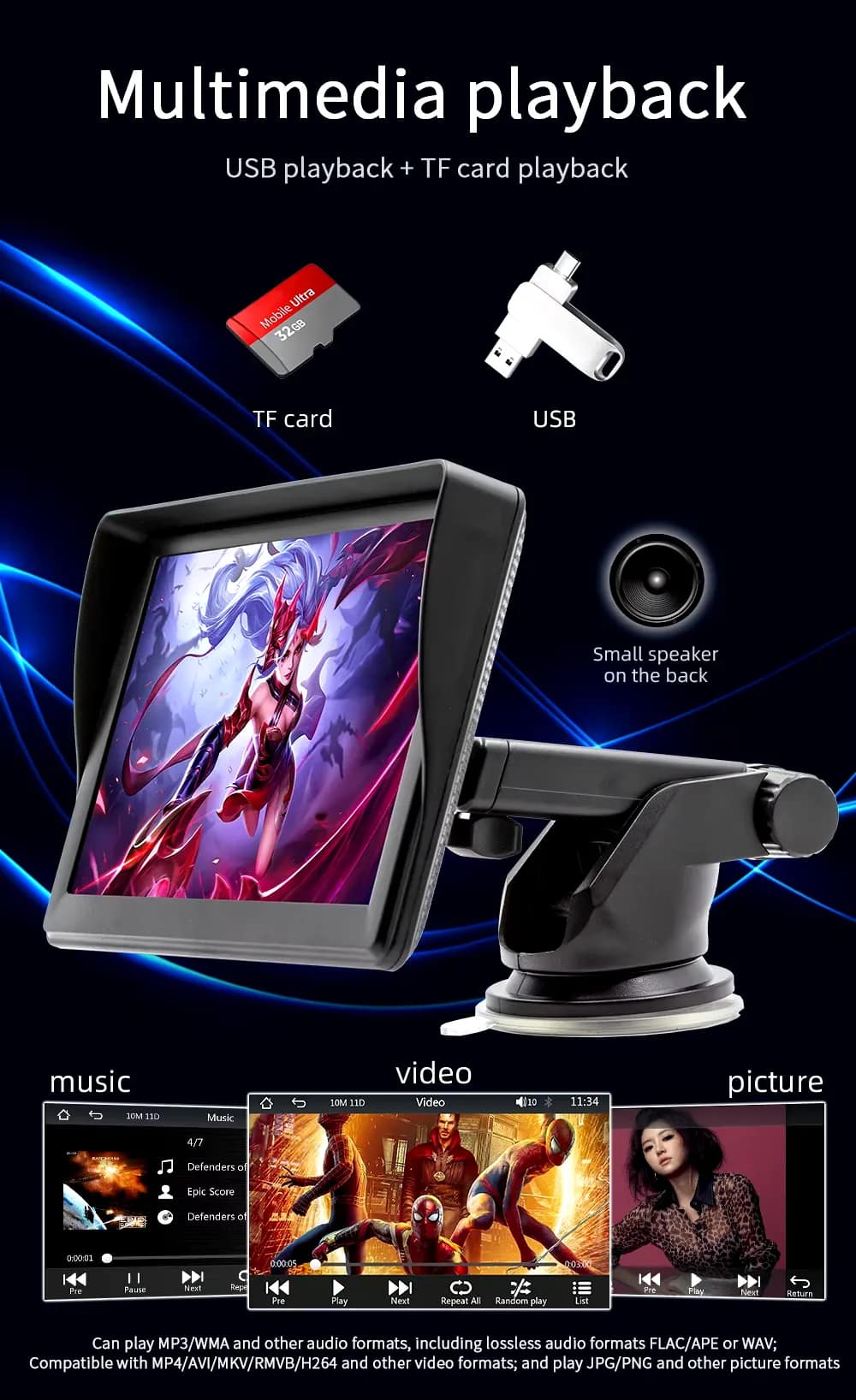 7 inch Portable Car Radio Multimedia Video Player