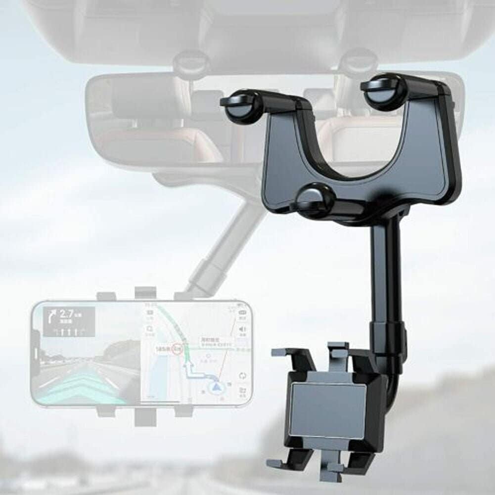 360° Rotating Rearview Mirror Phone Mount Universal Car Rearview Mirror Hands Free Phone Holder - SNAPPYFINDS.COM ™
