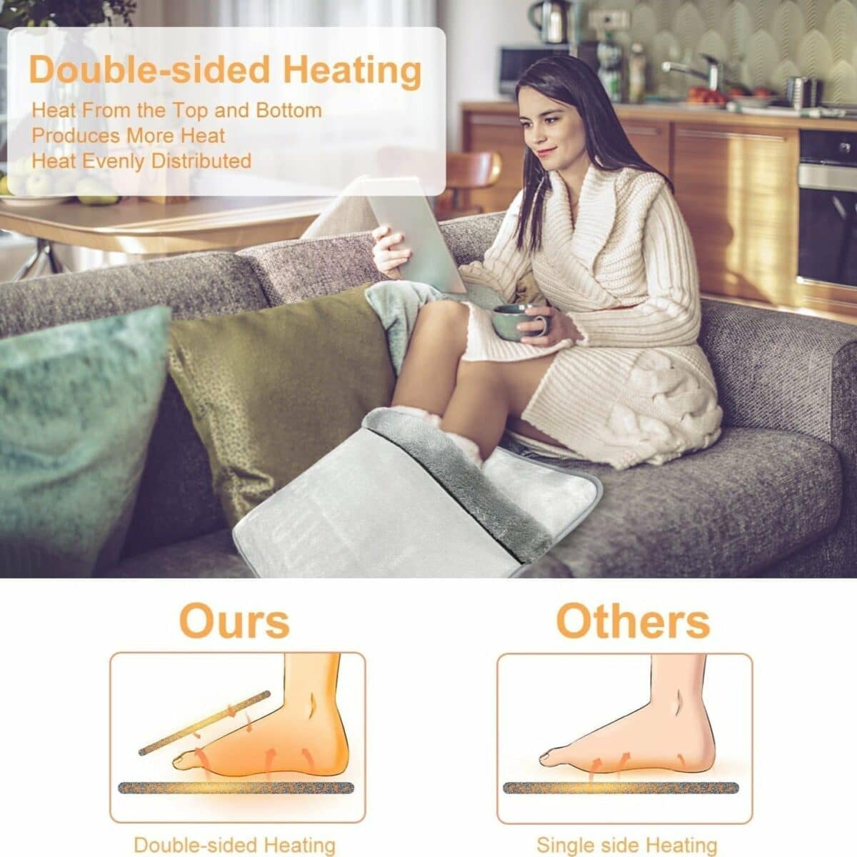 Electric Heated Foot Warmer Pad Electric Foot Warmer Foot Heating Pad - SNAPPYFINDS.COM ™