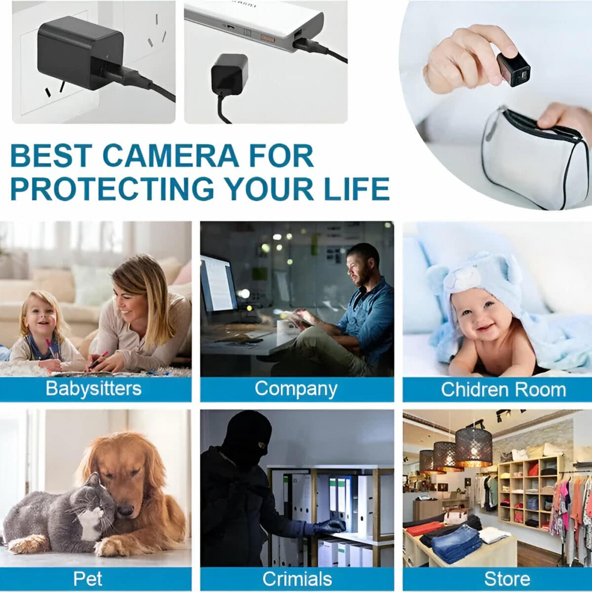 1080p WIFI Wall Charger Security Camera