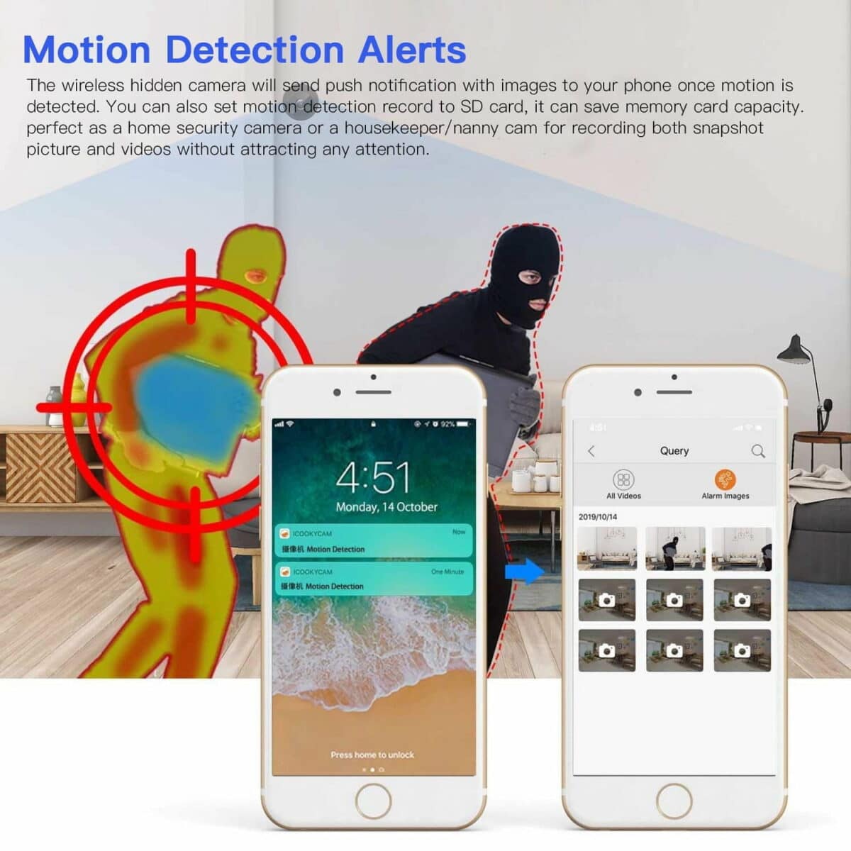 Mini Wireless Security Camera with Night Vision Compact Wireless Mini WiFi Nanny Cam with Audio