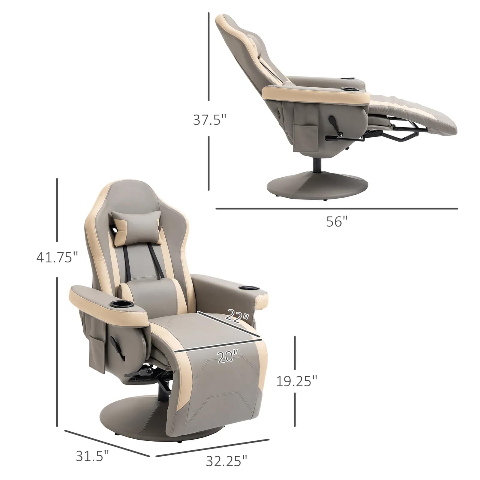 Manual Swivel Recliner Armchair