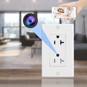 Wall Outlet Home Security Mini Camera with WiFi and Night Vision.