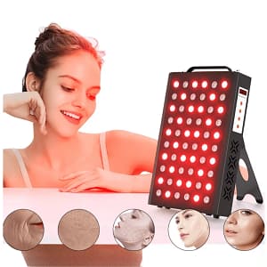 Red Therapy Light Lamp with Dual Wavelengths 660nm and 850nm for Skin and Muscle Therapy, Black Panel with Smart Timer and Adjustable Settings