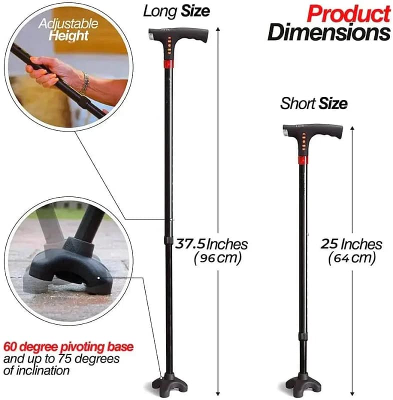 Multifunctional Foldable LED Flashlight Walking Cane