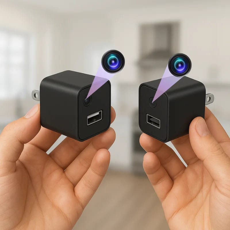USB Mini Security Camera Charger with Audio (2 PCS) Mini USB Charger Security Camera with Audio - Black