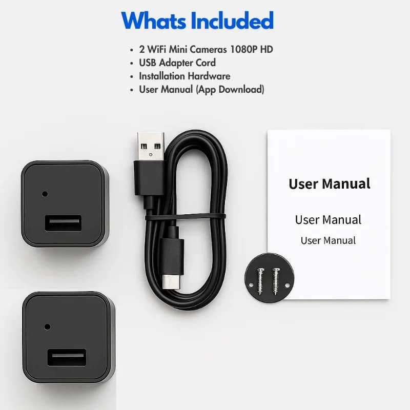 USB Mini Security Camera Charger with Audio (2 PCS)