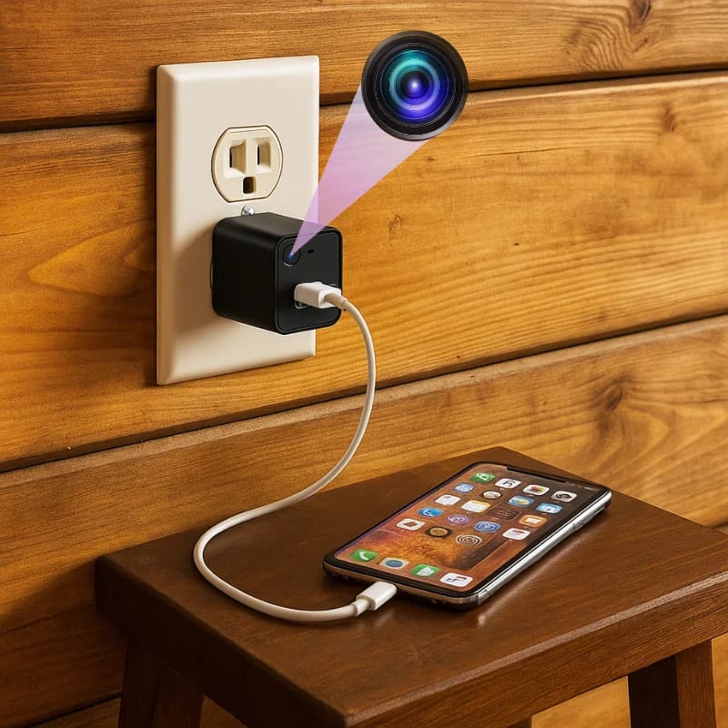 USB Mini Security Camera Charger with Audio (2 PCS) Discreet mini security camera inside a functional USB wall charger