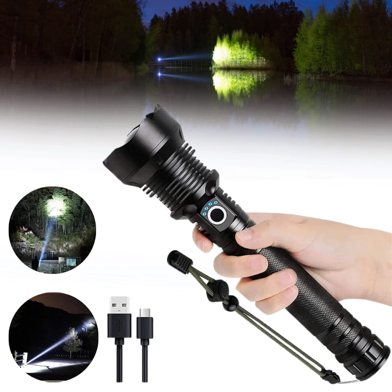 90000 Lumens Super Bright LED Flashlight Rechargeable LED Flashlights 90000 Lumens Super Bright Zoomable Waterproof Flashlight