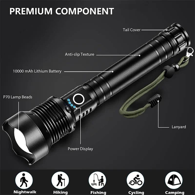 90000 Lumens Super Bright LED Flashlight