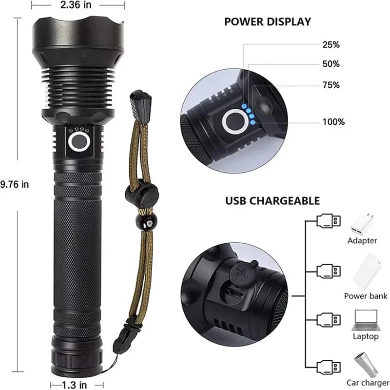 90000 Lumens Super Bright LED Flashlight