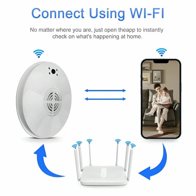 Smoke Detector WiFi Dummy Camera with Night Vision for Discreet Security