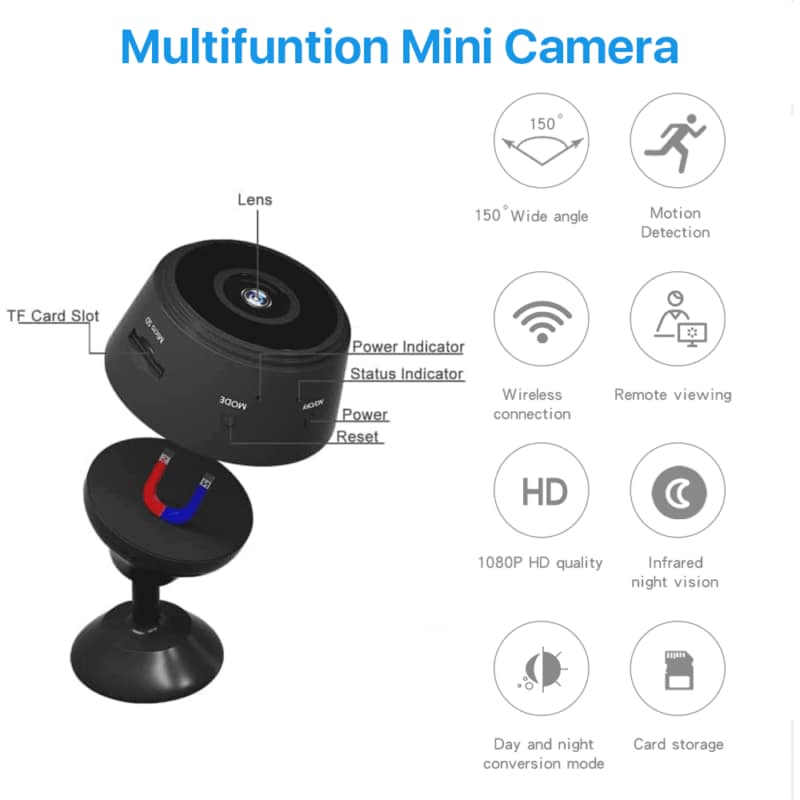Mini Wireless Security Camera with Night Vision Compact Wireless Mini WiFi Nanny Cam with Audio