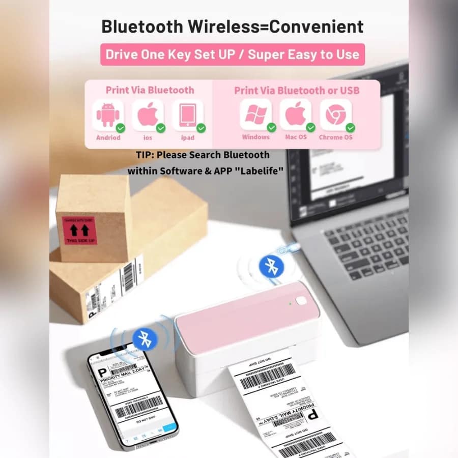 Wireless Bluetooth Thermal Label Printer