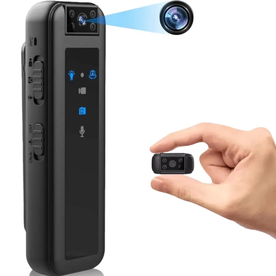 Portable Police Body Camera 1080P Pocket Video Audio Recorder Night Vision Cam Mini Body Camera with HD 1080P video recording, 180° rotating lens, and night vision lights.